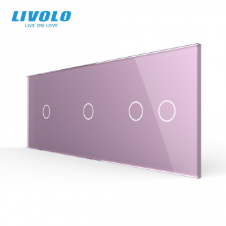 Сенсорная панель выключателя Livolo 4 канала (1-1-2) розовый стекло (VL-C7-C1/C1/C2-17)