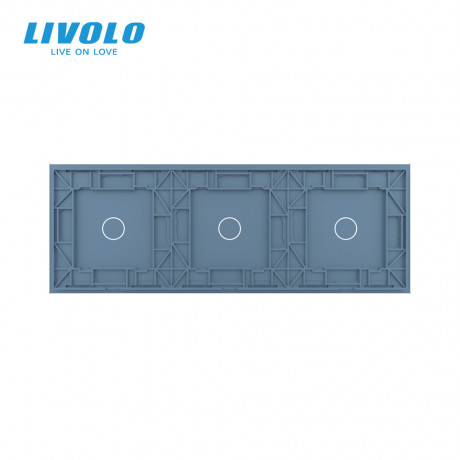 Сенсорная панель выключателя Livolo 3 канала (1-1-1) голубой стекло (VL-C7-C1/C1/C1-19)