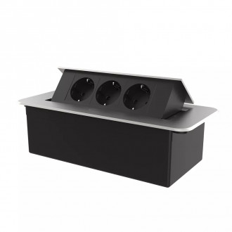 Мебельная розетка тройная Livolo черные в сером (VL-SHS013-EU12-S)