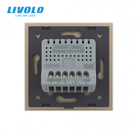 Умный сенсорный Wi-Fi проходной выключатель 2 сенсора Livolo золотой стекло (VL-C7FC2SNY-2G-AP)