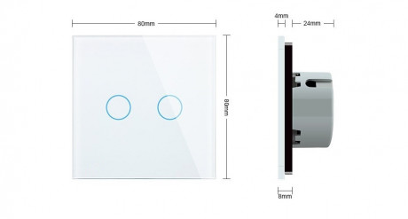 Сенсорный выключатель с защитой от брызг 2 сенсора Livolo белый стекло (VL-C702-IP-11)
