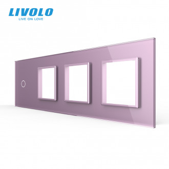 Сенсорная панель выключателя Livolo и трех розеток (1-0-0-0) розовый стекло (VL-C7-C1/SR/SR/SR-17)