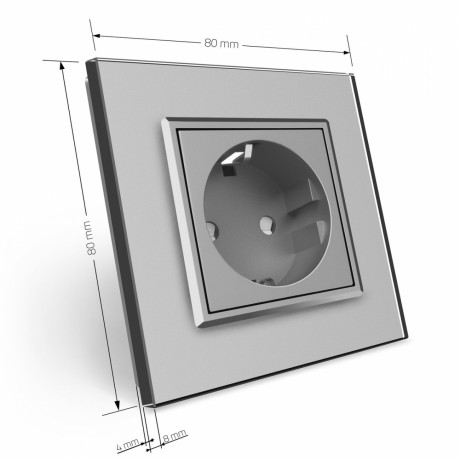 Розетка с заземлением Livolo серый стекло (VL-C7C1EU-15)