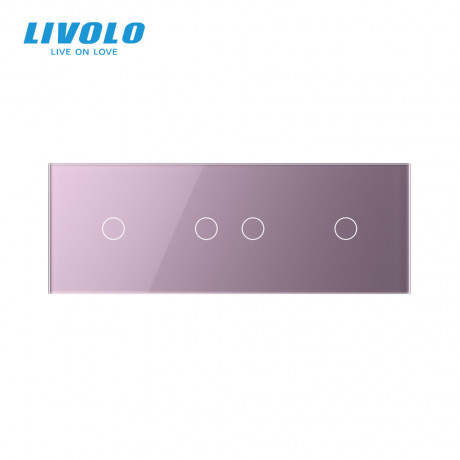 Сенсорная панель выключателя Livolo 4 канала (1-2-1) розовый стекло (VL-C7-C1/C2/C1-17)