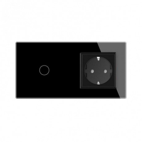 Сенсорный радиоуправляемый диммер 1 сенсор 1 розетка Livolo черный стекло (VL-C701DR/C7C1EU-12)