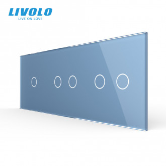 Сенсорная панель выключателя Livolo 5 каналов (1-2-2) голубой стекло (VL-C7-C1/C2/C2-19)