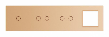 Сенсорная панель выключателя 5 сенсоров и розетку (1-2-2-0) Livolo золото стекло (VL-P701/02/02/E-8A)